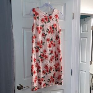 Karl Lagerfeld Paris Pink Red Rose Floral Sheath Dress Size 8 Excellent